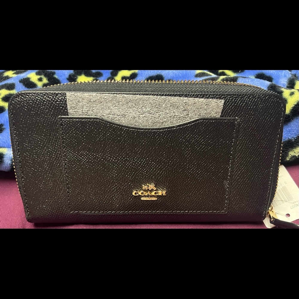 NWT Coach Black Leather Wallet